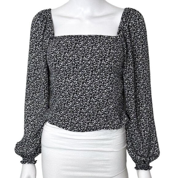 Abercrombie & Fitch Square Neck Balloon Puff Long Sleeve Top Ditsy Floral Print - Picture 3 of 16